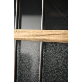 虎斑杢 堅木と銅桟のガラス戸 2枚1組　GD0059Y 