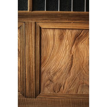 虎斑杢 堅木と銅桟のガラス戸 2枚1組　GD0059Y 