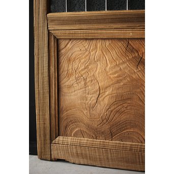 虎斑杢 堅木と銅桟のガラス戸 2枚1組　GD0059Y 