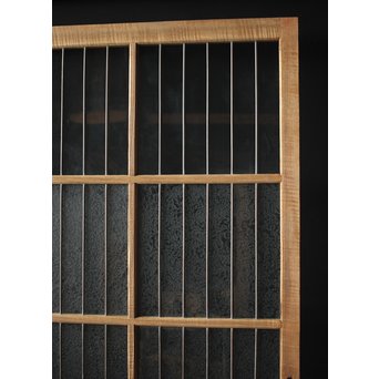 虎斑杢 堅木と銅桟のガラス戸 2枚1組　GD0059Y 