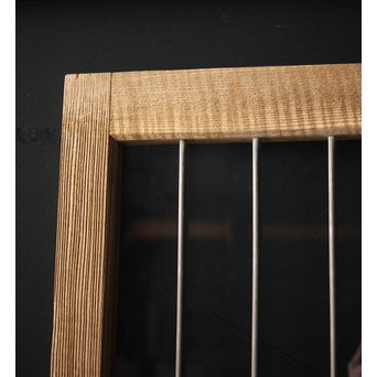 虎斑杢 堅木と銅桟のガラス戸 2枚1組　GD0059Y 