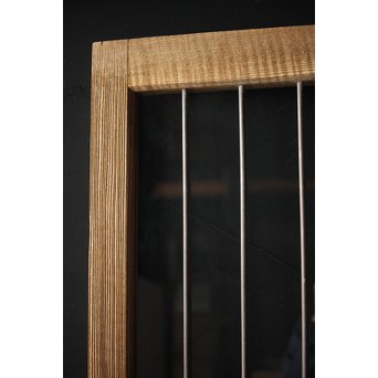 虎斑杢 堅木と銅桟のガラス戸 2枚1組　GD0059Y 