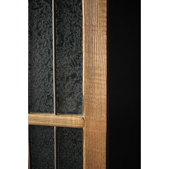 虎斑杢 堅木と銅桟のガラス戸 2枚1組　GD0059Y 