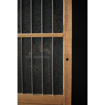 虎斑杢 堅木と銅桟のガラス戸 2枚1組　GD0059Y 