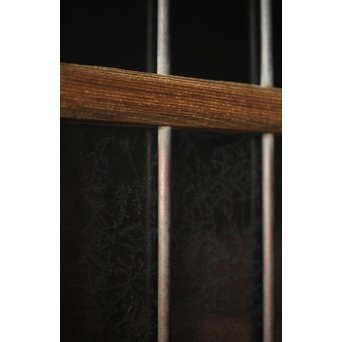 虎斑杢 堅木と銅桟のガラス戸 2枚1組　GD0059Y 