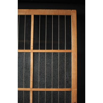 虎斑杢 堅木と銅桟のガラス戸 2枚1組　GD0059Y 