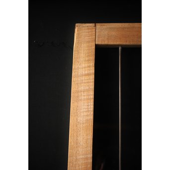 虎斑杢 堅木と銅桟のガラス戸 2枚1組　GD0059Y 