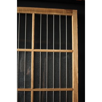 虎斑杢 堅木と銅桟のガラス戸 2枚1組　GD0059Y 