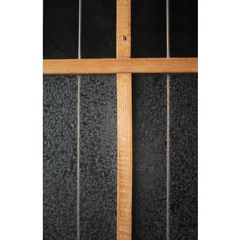 虎斑杢 堅木と銅桟のガラス戸 2枚1組　GD0059Y 