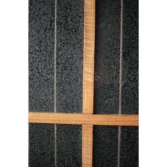 虎斑杢 堅木と銅桟のガラス戸 2枚1組　GD0059Y 