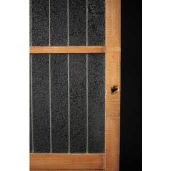 虎斑杢 堅木と銅桟のガラス戸 2枚1組　GD0059Y 