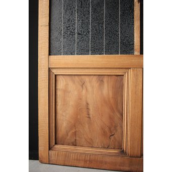 虎斑杢 堅木と銅桟のガラス戸 2枚1組　GD0059Y 