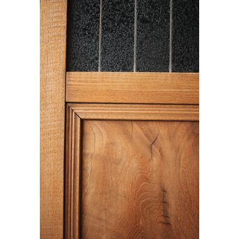 虎斑杢 堅木と銅桟のガラス戸 2枚1組　GD0059Y 