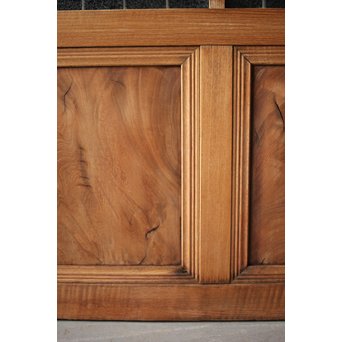 虎斑杢 堅木と銅桟のガラス戸 2枚1組　GD0059Y 