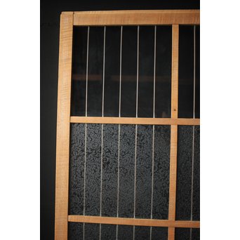 虎斑杢 堅木と銅桟のガラス戸 2枚1組　GD0059Y 