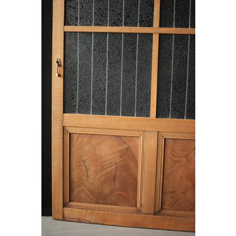 虎斑杢 堅木と銅桟のガラス戸 2枚1組　GD0059Y 