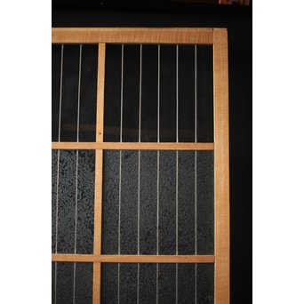 虎斑杢 堅木と銅桟のガラス戸 2枚1組　GD0059Y 