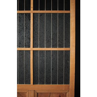 虎斑杢 堅木と銅桟のガラス戸 2枚1組　GD0059Y 