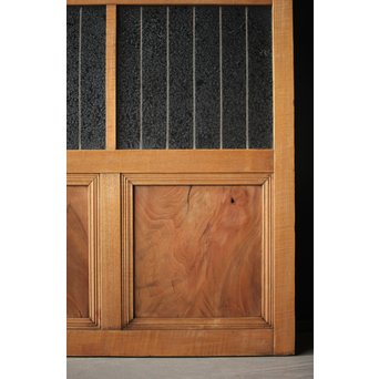 虎斑杢 堅木と銅桟のガラス戸 2枚1組　GD0059Y 