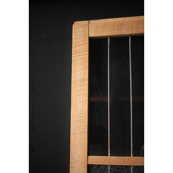 虎斑杢 堅木と銅桟のガラス戸 2枚1組　GD0059Y 