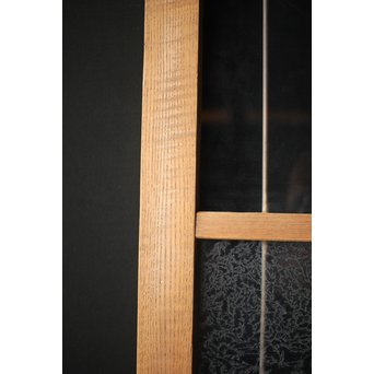 虎斑杢 堅木と銅桟のガラス戸 2枚1組　GD0059Y 