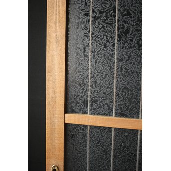 虎斑杢 堅木と銅桟のガラス戸 2枚1組　GD0059Y 