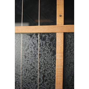 虎斑杢 堅木と銅桟のガラス戸 2枚1組　GD0059Y 