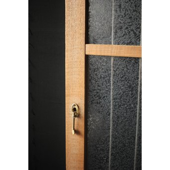 虎斑杢 堅木と銅桟のガラス戸 2枚1組　GD0059Y 