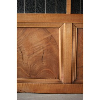 虎斑杢 堅木と銅桟のガラス戸 2枚1組　GD0059Y 