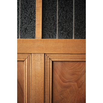 虎斑杢 堅木と銅桟のガラス戸 2枚1組　GD0059Y 