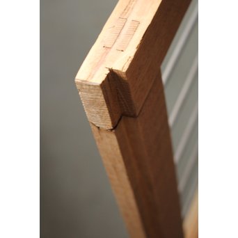 虎斑杢 堅木と銅桟のガラス戸 2枚1組　GD0059Y 