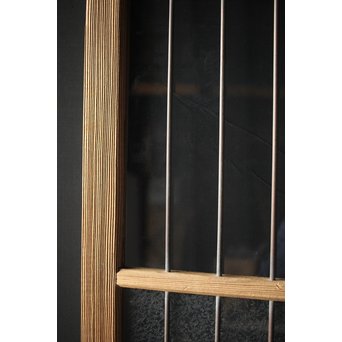 虎斑杢 堅木と銅桟のガラス戸 2枚1組　GD0059Y 