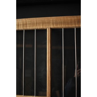 虎斑杢 堅木と銅桟のガラス戸 2枚1組　GD0059Y 