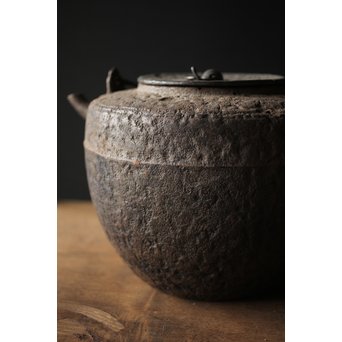 釜師 環付古鏡蓋 平提手 天明形手取釜/鉄瓶　M261 