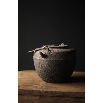 釜師 環付古鏡蓋 平提手 天明形手取釜/鉄瓶　M261 