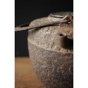 釜師 環付古鏡蓋 平提手 天明形手取釜/鉄瓶　M261 