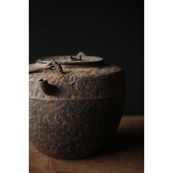 釜師 環付古鏡蓋 平提手 天明形手取釜/鉄瓶　M261 