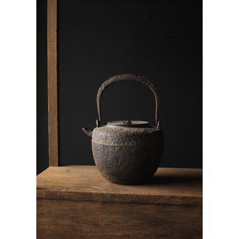 釜師 環付古鏡蓋 平提手 天明形手取釜/鉄瓶　M261