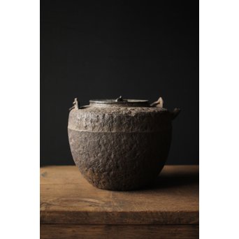 釜師 環付古鏡蓋 平提手 天明形手取釜/鉄瓶　M261 
