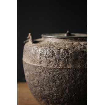 釜師 環付古鏡蓋 平提手 天明形手取釜/鉄瓶　M261 