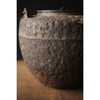 釜師 環付古鏡蓋 平提手 天明形手取釜/鉄瓶　M261 