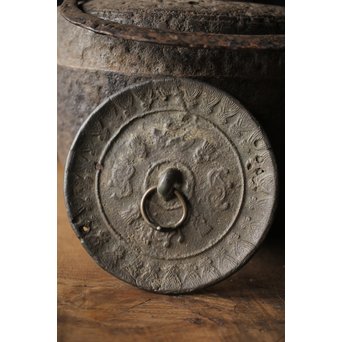 釜師 環付古鏡蓋 平提手 天明形手取釜/鉄瓶　M261 