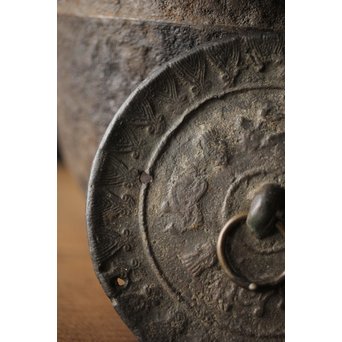 釜師 環付古鏡蓋 平提手 天明形手取釜/鉄瓶　M261 