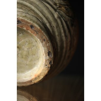 人間国宝 壷屋焼 金城次郎作 魚文 壷 花瓶　P241 