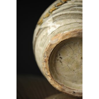 人間国宝 壷屋焼 金城次郎作 魚文 壷 花瓶　P241 