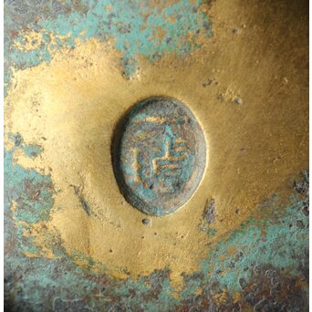 西垣一瑳 鍍金銅饕餮紋 鼎式香炉　M263 