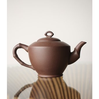 中国宜興 柴砂朱泥 竹形急須　P245 