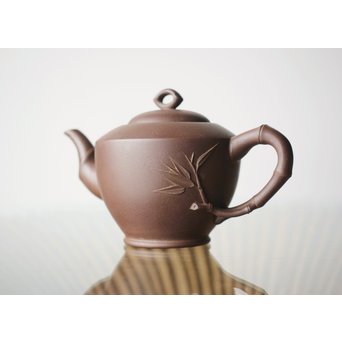 中国宜興 柴砂朱泥 竹形急須　P245