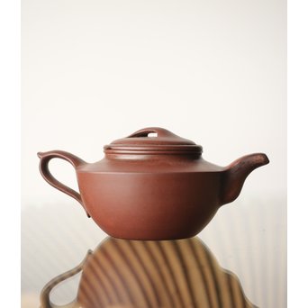 中国宜興 紫砂朱泥 70年代早期 曹婉芬 線圓壺/线圆壶 茶壺/急須　P246 