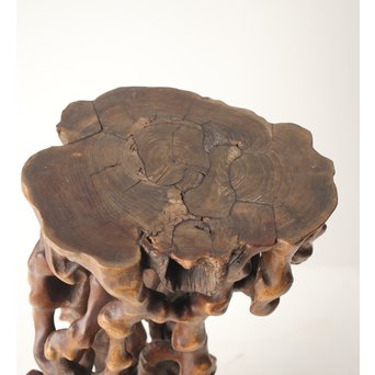 根木台 盆栽卓 木彫自然木　X297 